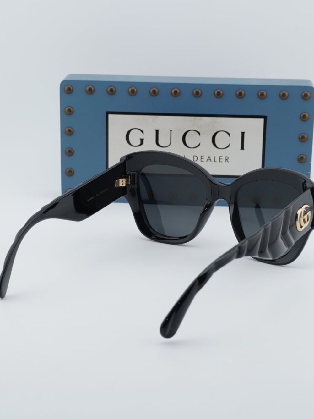 Gucci GG0808S 001 Cat Eye Sunglasses - Black / Grey - Picture 13 of 14